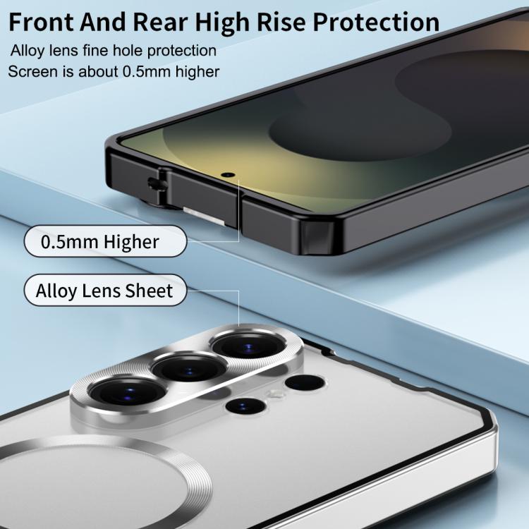 For Samsung Galaxy S26 Ultra 5G Irregular Alloy Frame Fosted Translucent MagSafe Phone Case