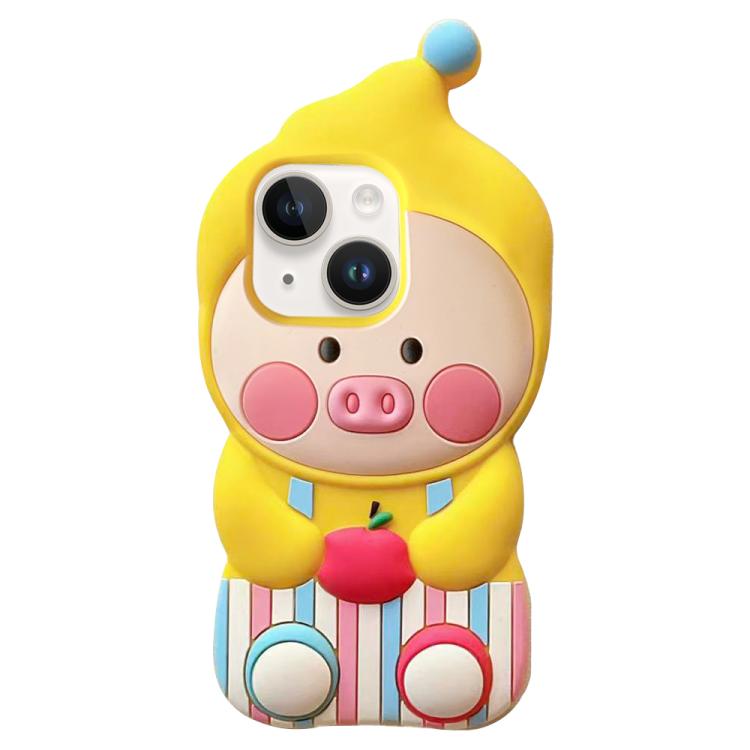 For iPhone 13 Cartoon Pig Silicone Phone Case - Yellow