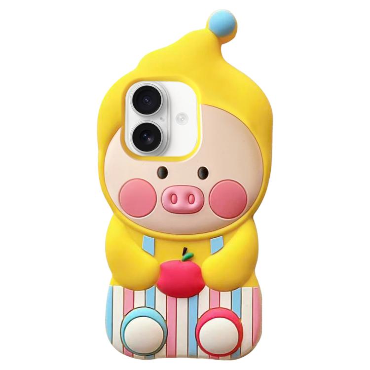 For iPhone 17 Cartoon Pig Silicone Phone Case - Yellow