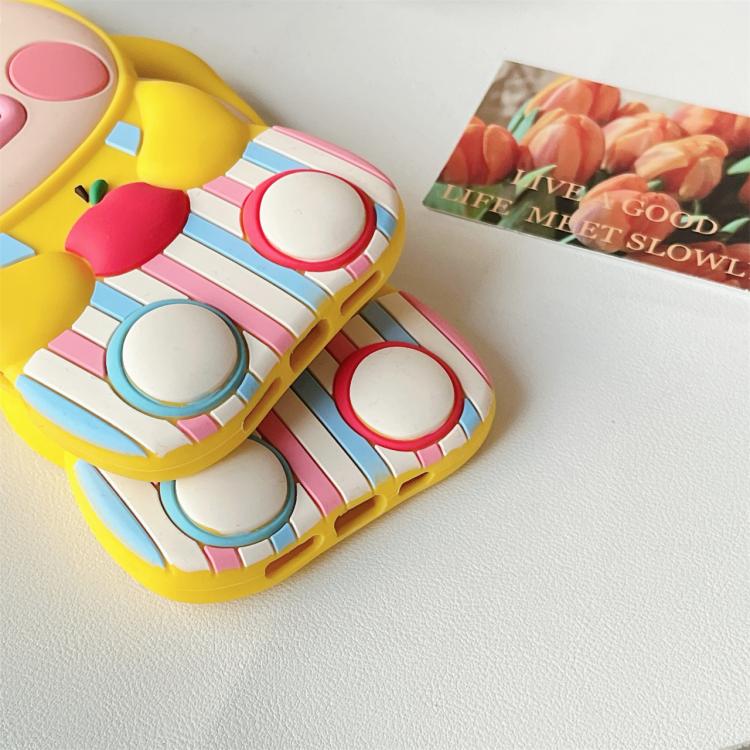 For iPhone 15 Cartoon Pig Silicone Phone Case - Yellow