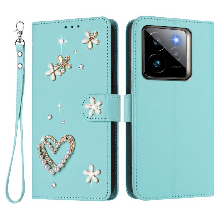 For Realme GT 7 Pro 5G / GT7 Pro Racing 5G ZS01 Double-Layer Heart Floral Vegan Leather Phone Case with Wrist Strap