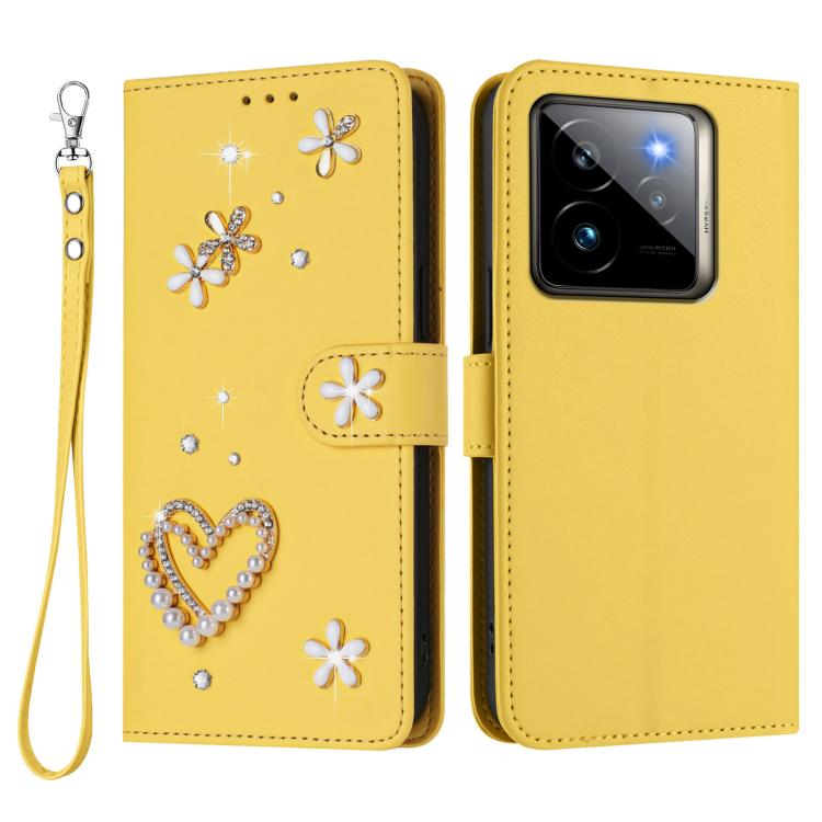 For Realme GT 7 Pro 5G / GT7 Pro Racing 5G ZS01 Double-Layer Heart Floral Vegan Leather Phone Case with Wrist Strap