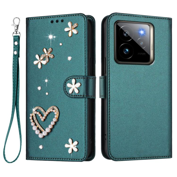 For Realme GT 7 Pro 5G / GT7 Pro Racing 5G ZS01 Double-Layer Heart Floral Vegan Leather Phone Case with Wrist Strap