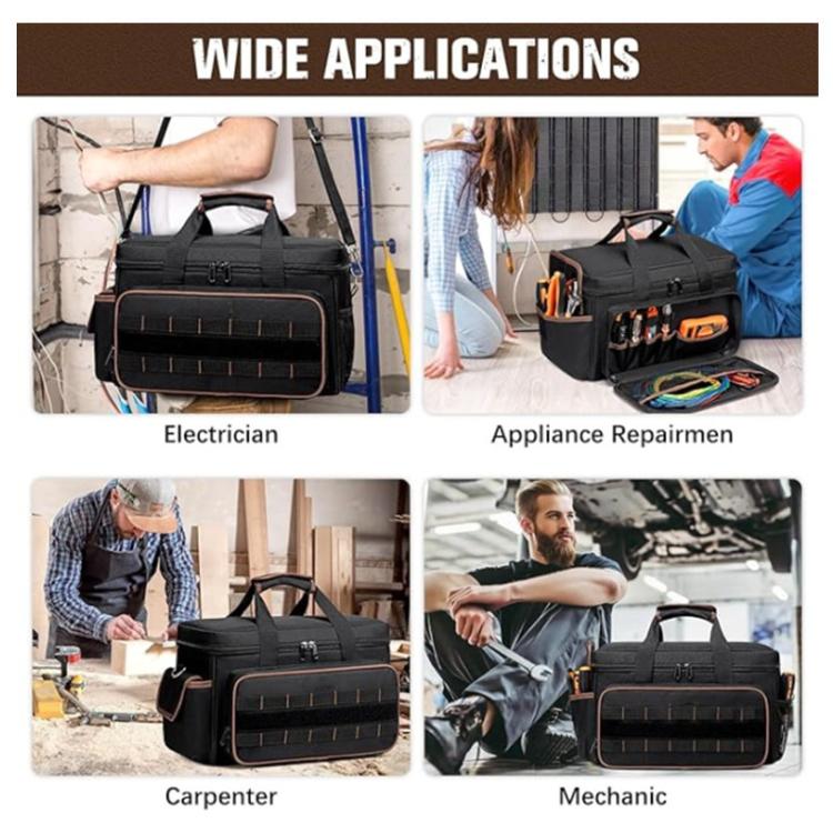 17 inch Oxford Cloth Crossbody Handheld Heavy-Duty Tool Bag - Black