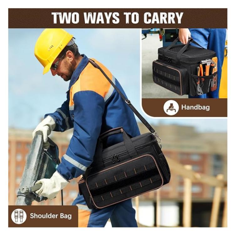 17 inch Oxford Cloth Crossbody Handheld Heavy-Duty Tool Bag - Black