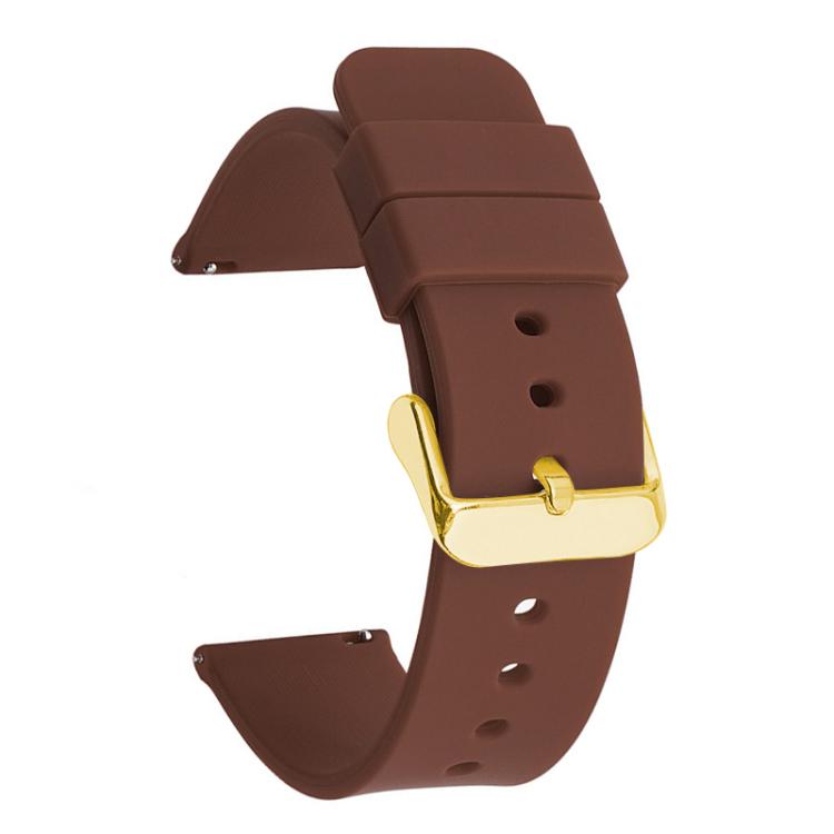 12mm xDfind Stainless Steel Gold Pin Buckle Solid Color Silicone Waterproof Watch Band