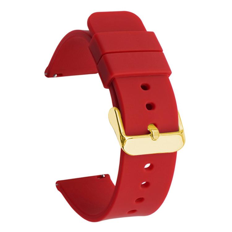 14mm xDfind Stainless Steel Gold Pin Buckle Solid Color Silicone Waterproof Watch Band