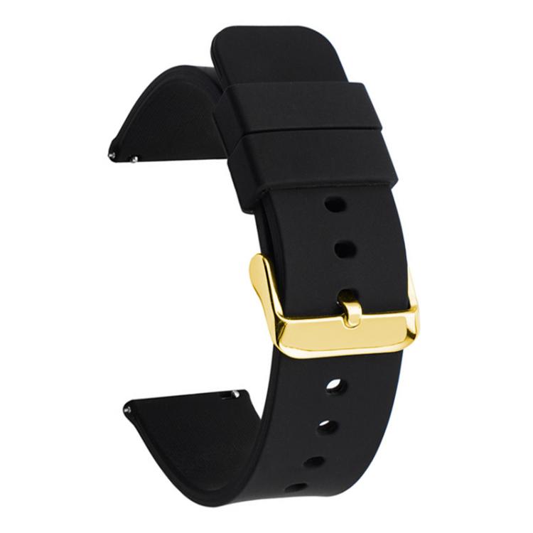 18mm xDfind Stainless Steel Gold Pin Buckle Solid Color Silicone Waterproof Watch Band
