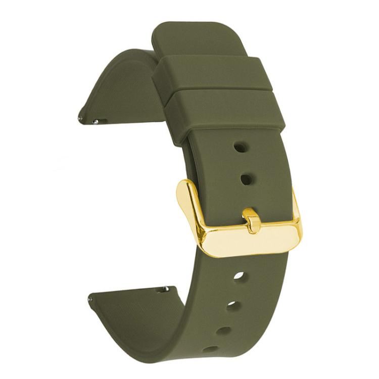 21mm xDfind Stainless Steel Gold Pin Buckle Solid Color Silicone Waterproof Watch Band