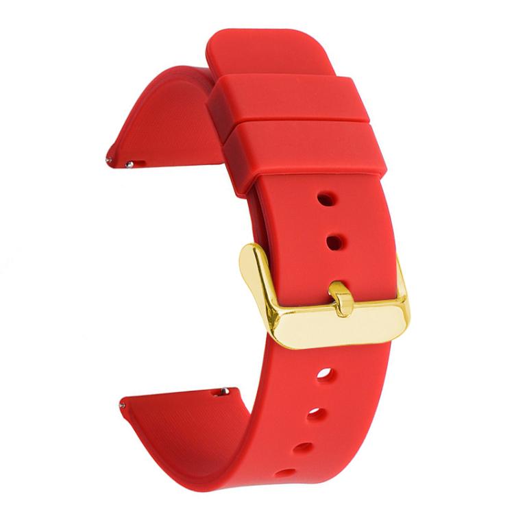 22mm xDfind Stainless Steel Gold Pin Buckle Solid Color Silicone Waterproof Watch Band
