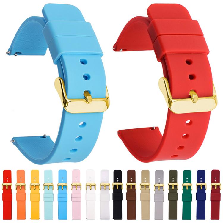 15mm xDfind Stainless Steel Gold Pin Buckle Solid Color Silicone Waterproof Watch Band