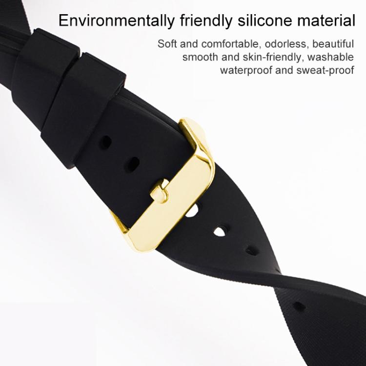 10mm xDfind Stainless Steel Gold Pin Buckle Solid Color Silicone Waterproof Watch Band