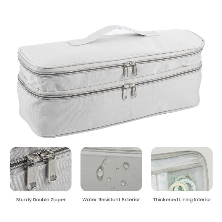 Multifunctional Nylon Waterproof Storage Bag Portable Dual-Layer Cosmetic Bag - Gray