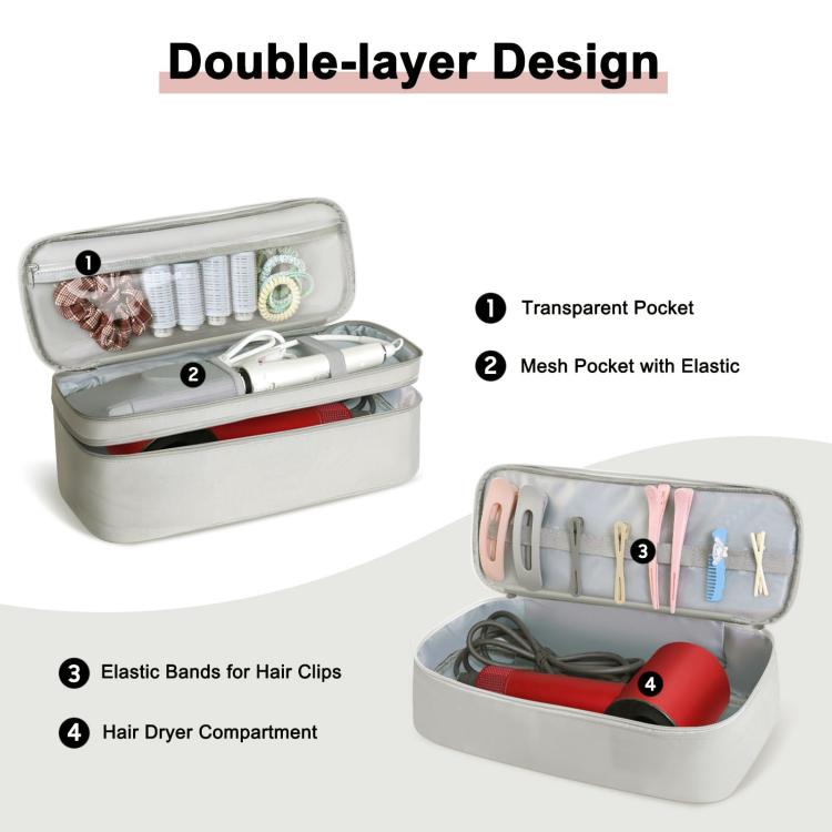 Multifunctional Nylon Waterproof Storage Bag Portable Dual-Layer Cosmetic Bag - Gray