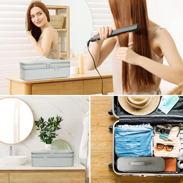 Multifunctional Nylon Waterproof Storage Bag Portable Dual-Layer Cosmetic Bag - Gray