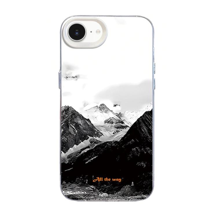 For iPhone 16e / 17e Mountain Pattern Color Silver PC Hybrid TPU Phone Case