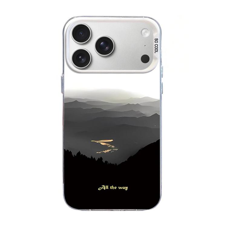For iPhone 17 Pro Max Mountain Pattern Color Silver PC Hybrid TPU Phone Case