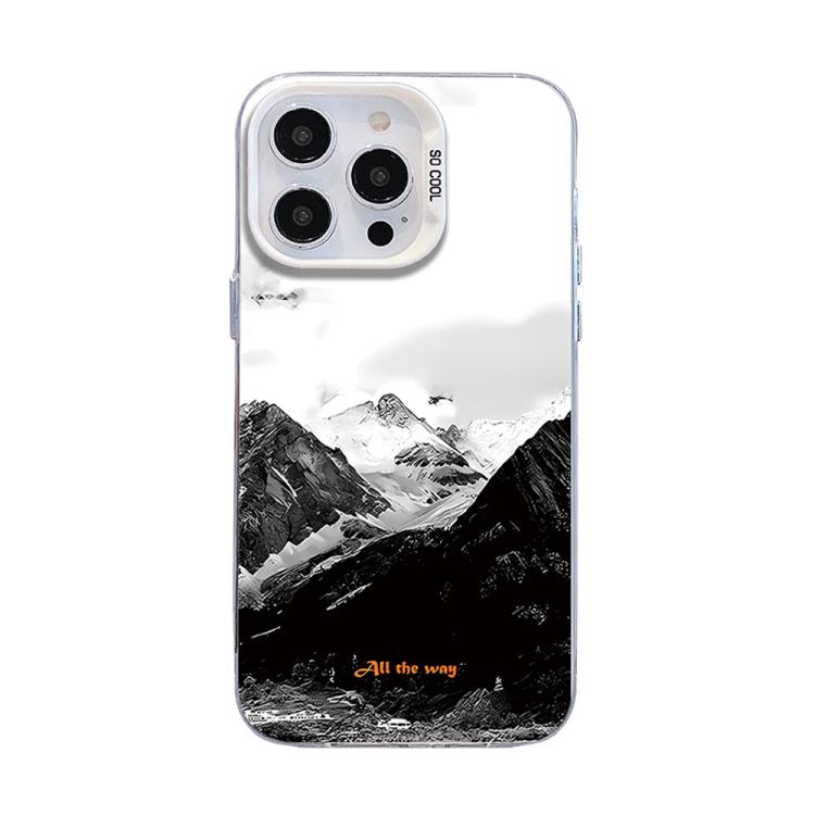 For iPhone 16 Pro Mountain Pattern Color Silver PC Hybrid TPU Phone Case