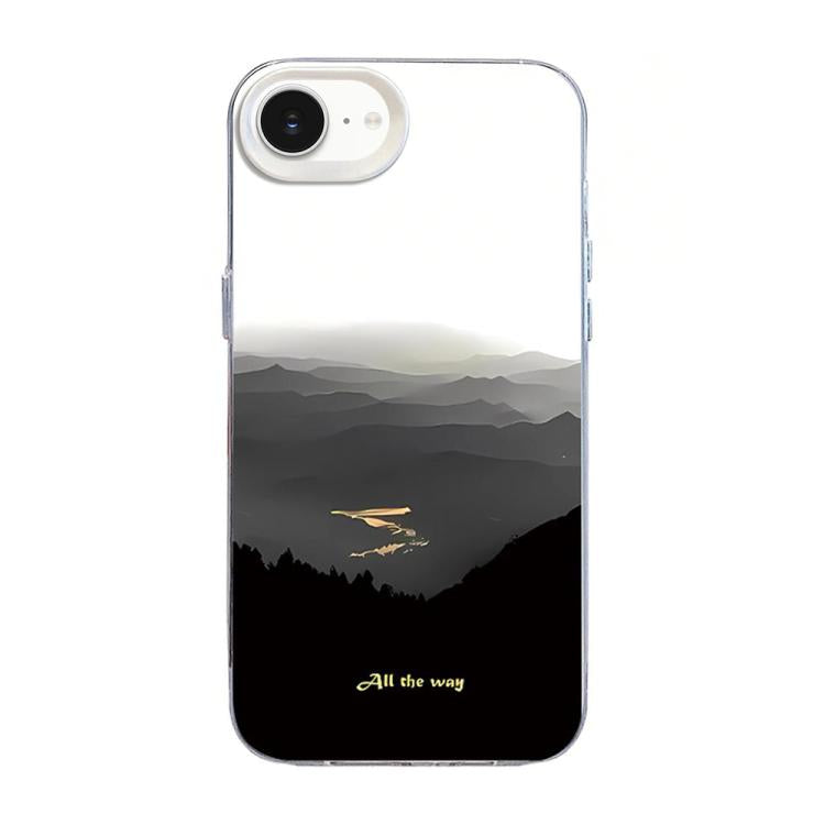 For iPhone SE 2022 / SE 2020 Mountain Pattern Color Silver PC Hybrid TPU Phone Case