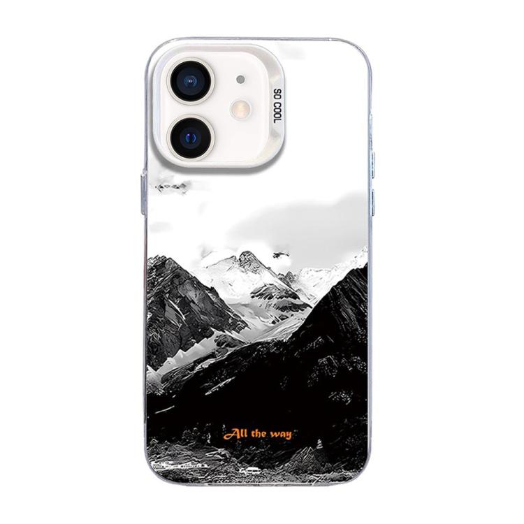 For iPhone 12 mini Mountain Pattern Color Silver PC Hybrid TPU Phone Case