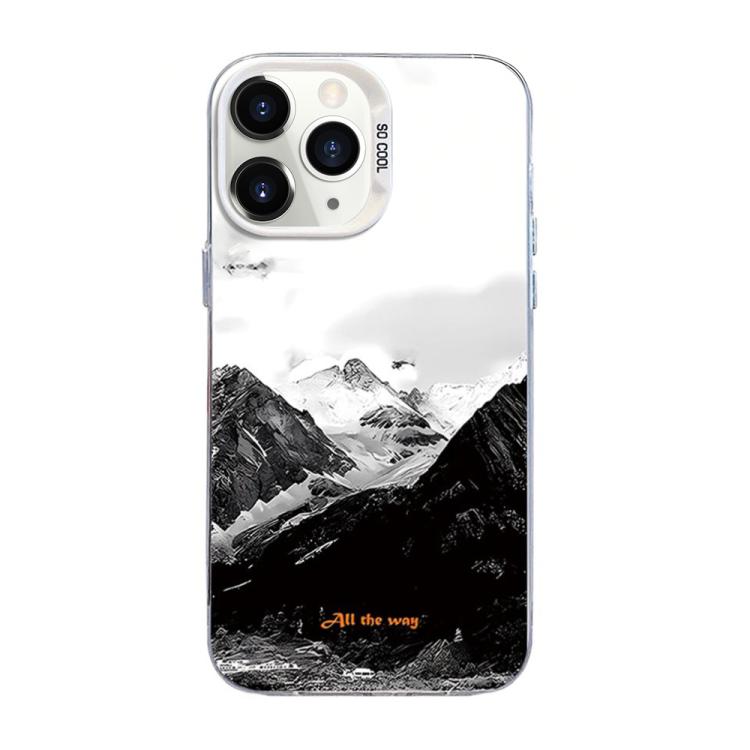 For iPhone 11 Pro Mountain Pattern Color Silver PC Hybrid TPU Phone Case