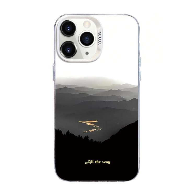 For iPhone 11 Pro Mountain Pattern Color Silver PC Hybrid TPU Phone Case