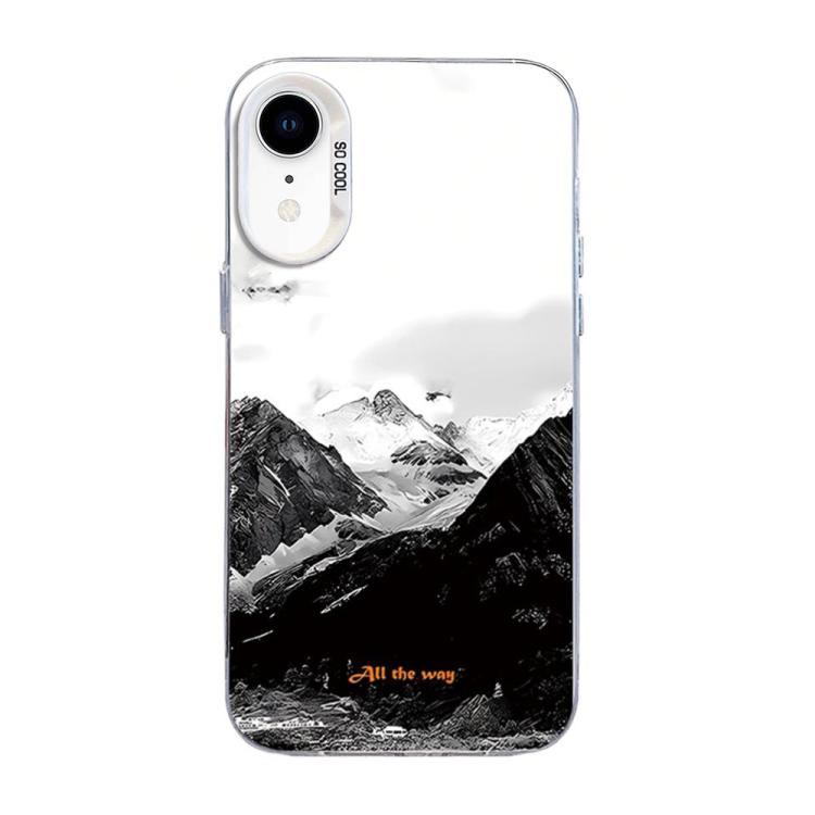 For iPhone XR Mountain Pattern Color Silver PC Hybrid TPU Phone Case