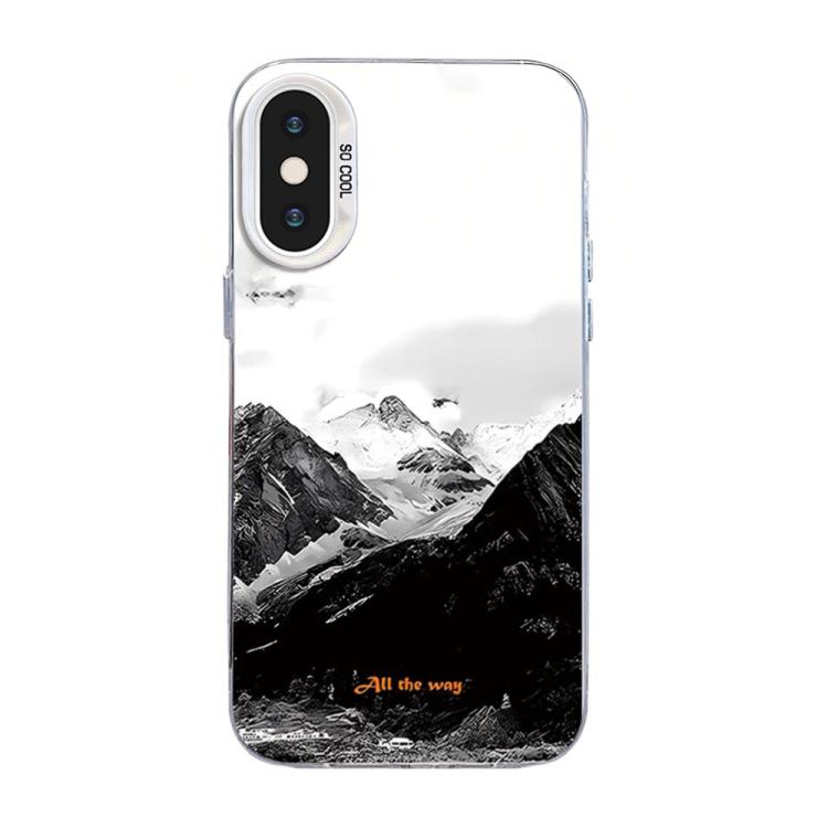 For iPhone XS Max Mountain Pattern Color Silver PC Hybrid TPU Phone Case