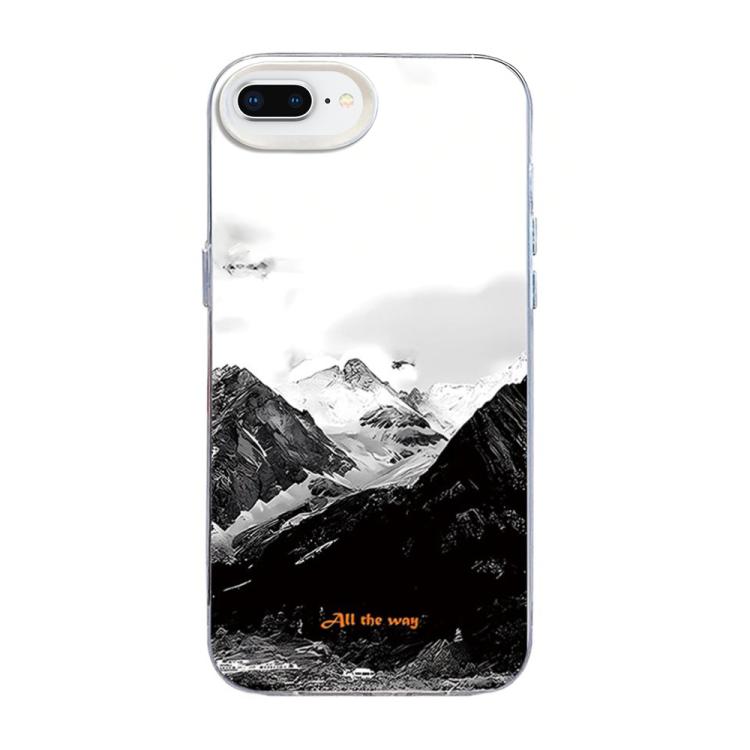 For iPhone 8 Plus / 7 Plus Mountain Pattern Color Silver PC Hybrid TPU Phone Case