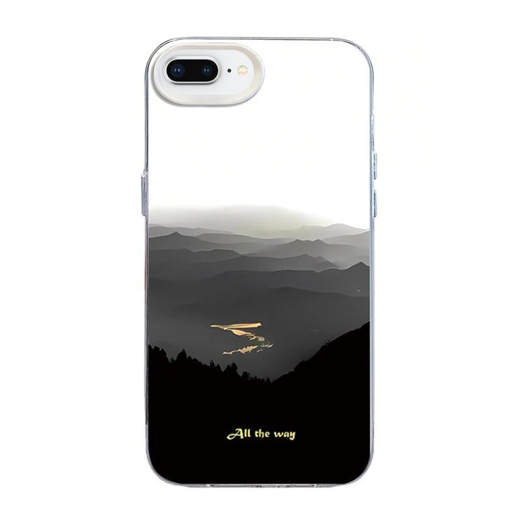For iPhone 8 Plus / 7 Plus Mountain Pattern Color Silver PC Hybrid TPU Phone Case