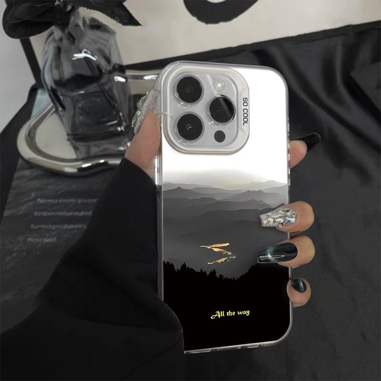 For iPhone 17 Pro Max Mountain Pattern Color Silver PC Hybrid TPU Phone Case