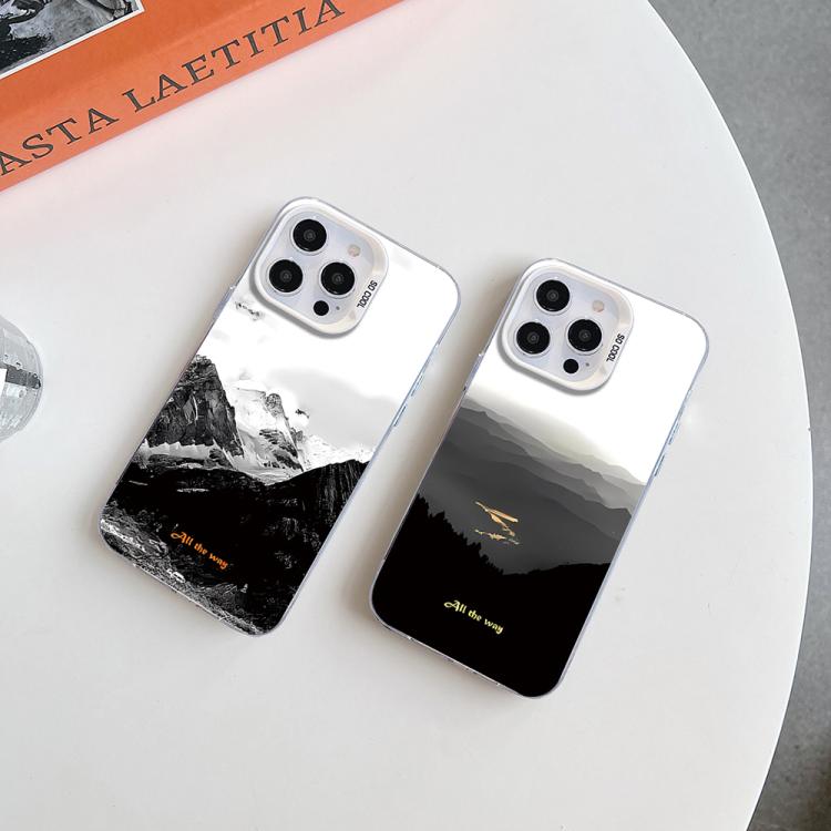 For iPhone 17 Pro Max Mountain Pattern Color Silver PC Hybrid TPU Phone Case