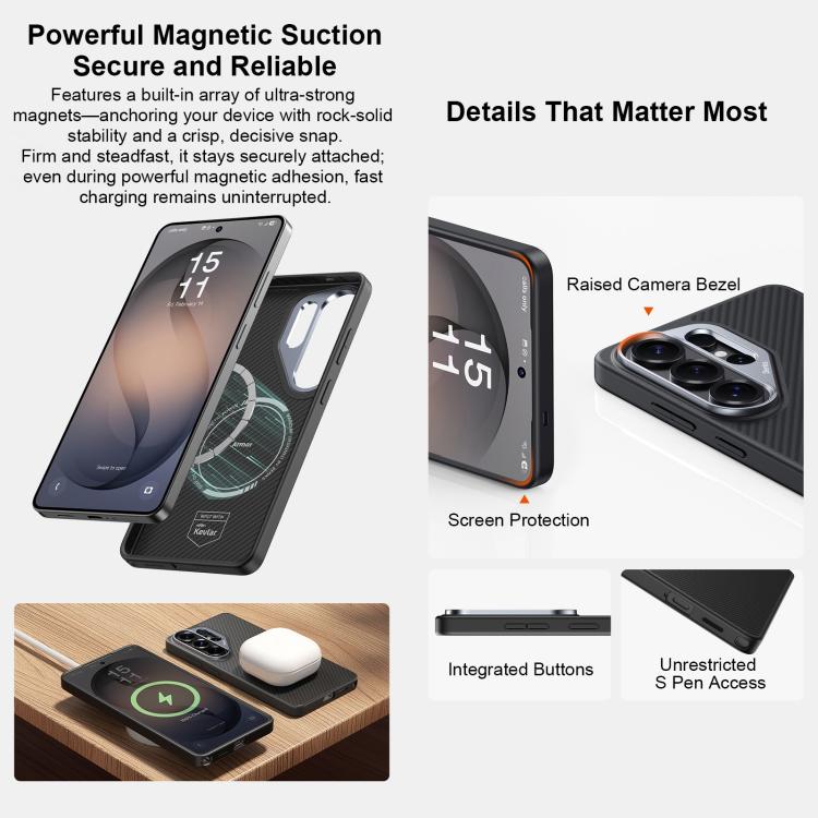 For Samsung Galaxy S26 Ultra 5G Benks 600D Kevlar Fiber MagSafe Shockproof Phone Case - Black
