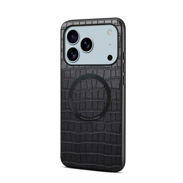 For iPhone 17 Pro Denior A09 Crocodile Texture PU Vegan Leather Magnetic Phone Case