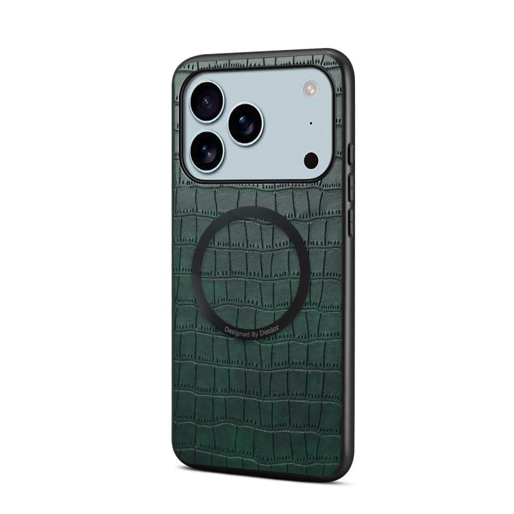 For iPhone 17 Pro Denior A09 Crocodile Texture PU Vegan Leather Magnetic Phone Case