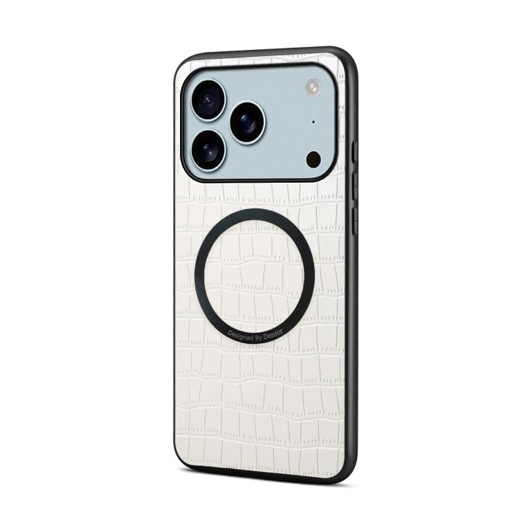 For iPhone 17 Pro Denior A09 Crocodile Texture PU Vegan Leather Magnetic Phone Case