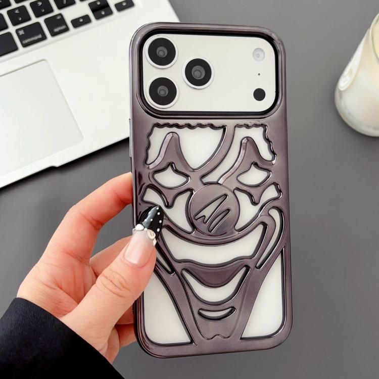 For iPhone 17 Pro Max Electroplated Hollow Out Clown Heat Dissipation TPU Phone Case