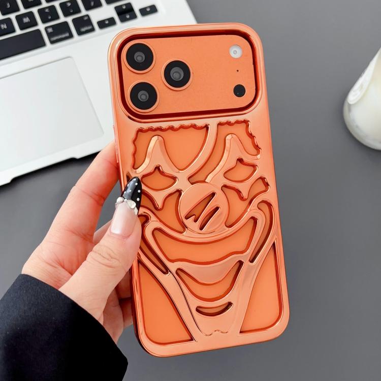 For iPhone 17 Pro Max Electroplated Hollow Out Clown Heat Dissipation TPU Phone Case