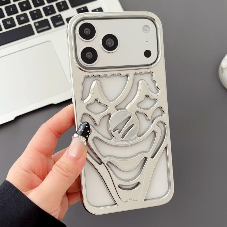 For iPhone 17 Pro Max Electroplated Hollow Out Clown Heat Dissipation TPU Phone Case