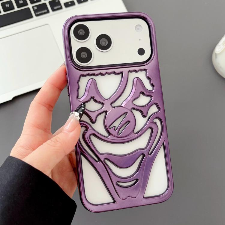 For iPhone 17 Pro Max Electroplated Hollow Out Clown Heat Dissipation TPU Phone Case