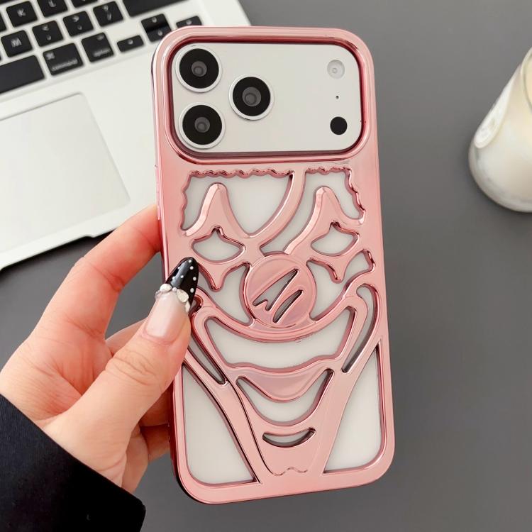 For iPhone 17 Pro Max Electroplated Hollow Out Clown Heat Dissipation TPU Phone Case