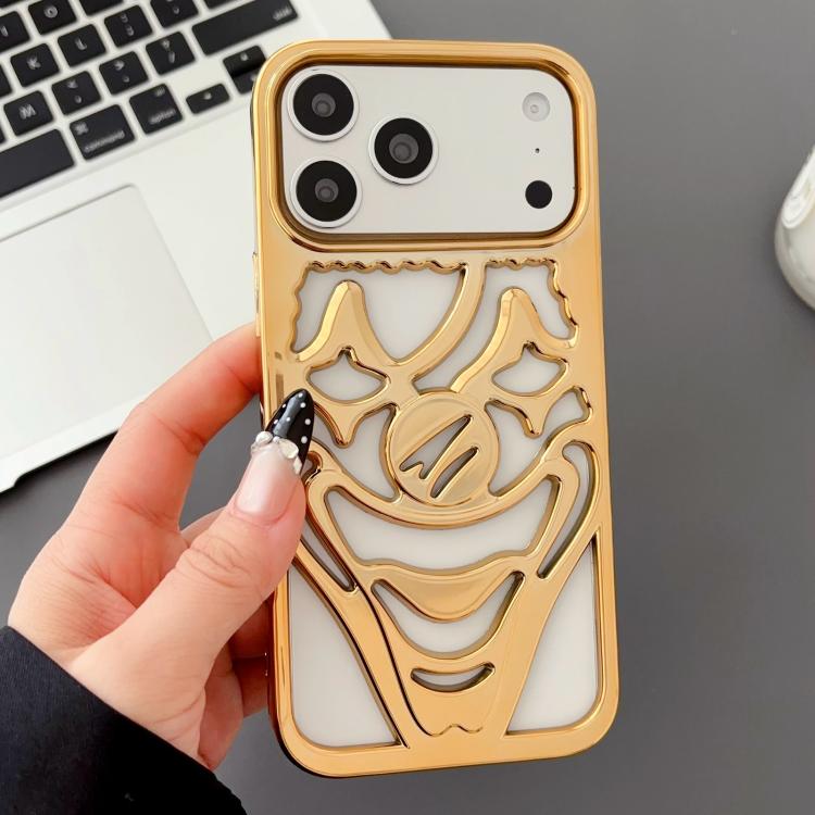 For iPhone 17 Pro Max Electroplated Hollow Out Clown Heat Dissipation TPU Phone Case