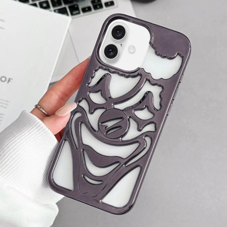 For iPhone 17 Electroplated Hollow Out Clown Heat Dissipation TPU Phone Case