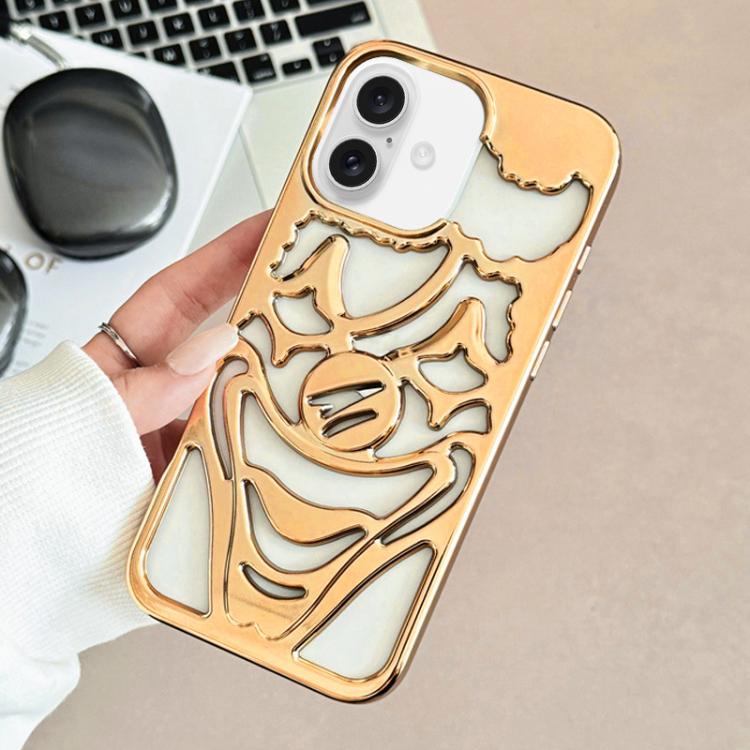 For iPhone 17 Electroplated Hollow Out Clown Heat Dissipation TPU Phone Case