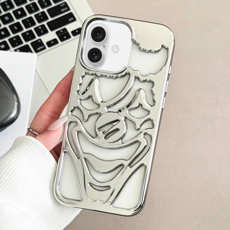 For iPhone 16 Electroplated Hollow Out Clown Heat Dissipation TPU Phone Case
