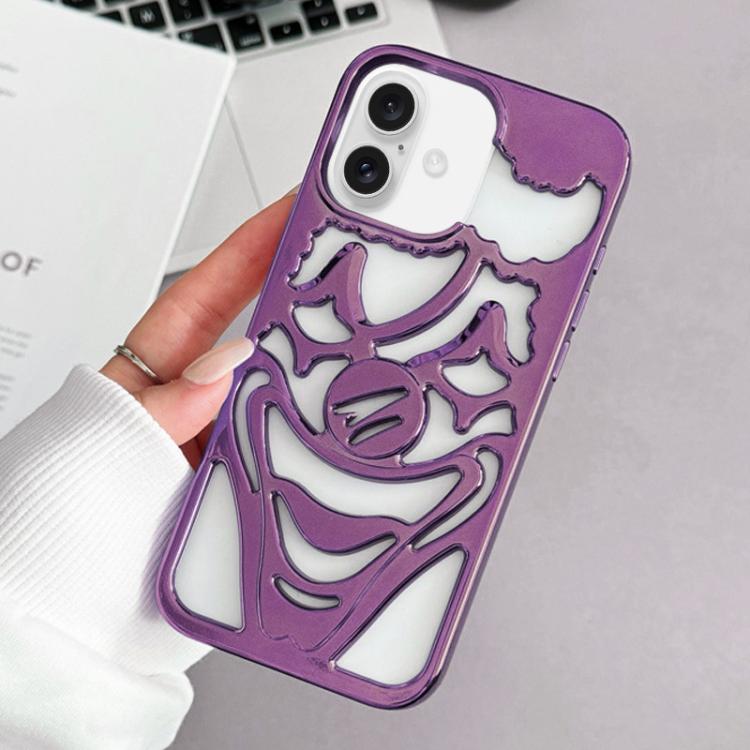 For iPhone 16 Electroplated Hollow Out Clown Heat Dissipation TPU Phone Case