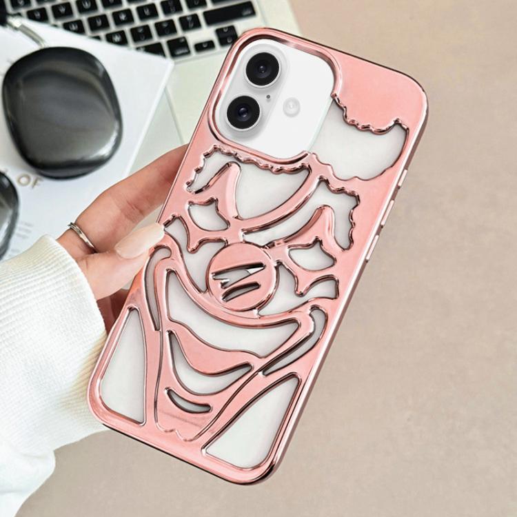 For iPhone 16 Electroplated Hollow Out Clown Heat Dissipation TPU Phone Case