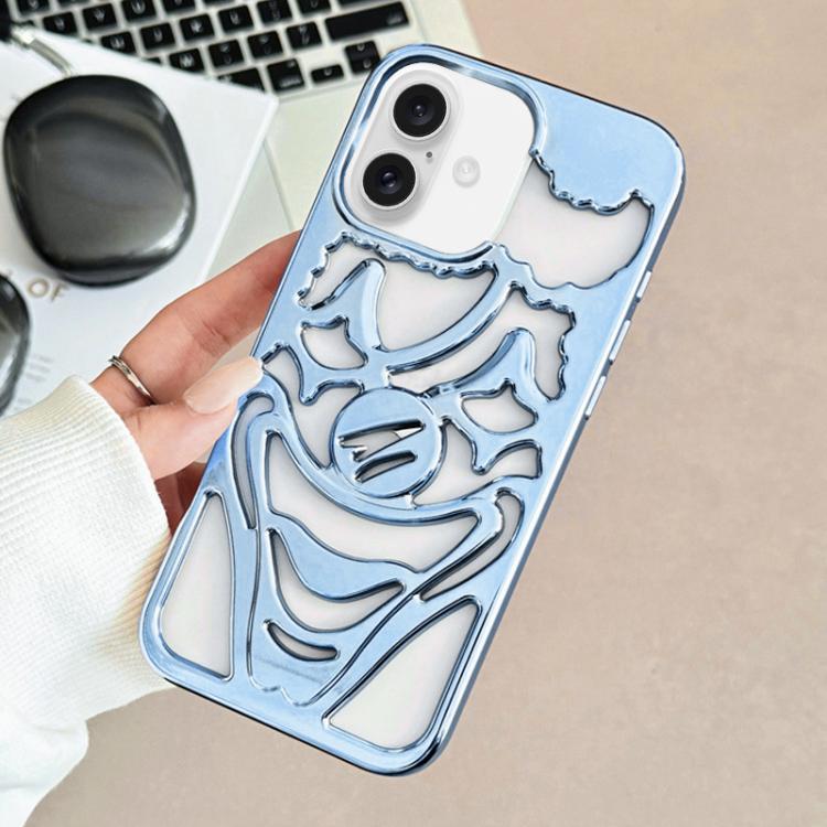 For iPhone 16 Electroplated Hollow Out Clown Heat Dissipation TPU Phone Case