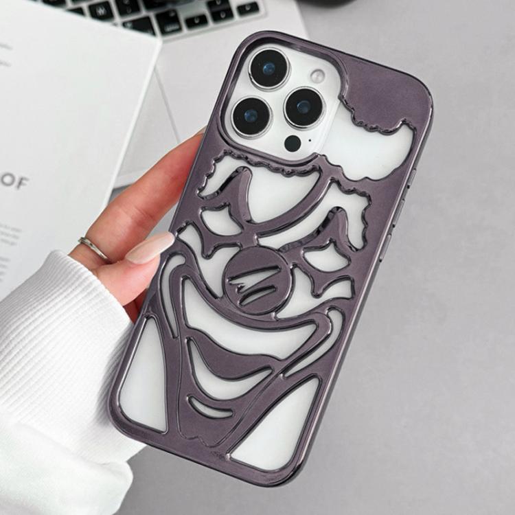 For iPhone 15 Pro Electroplated Hollow Out Clown Heat Dissipation TPU Phone Case