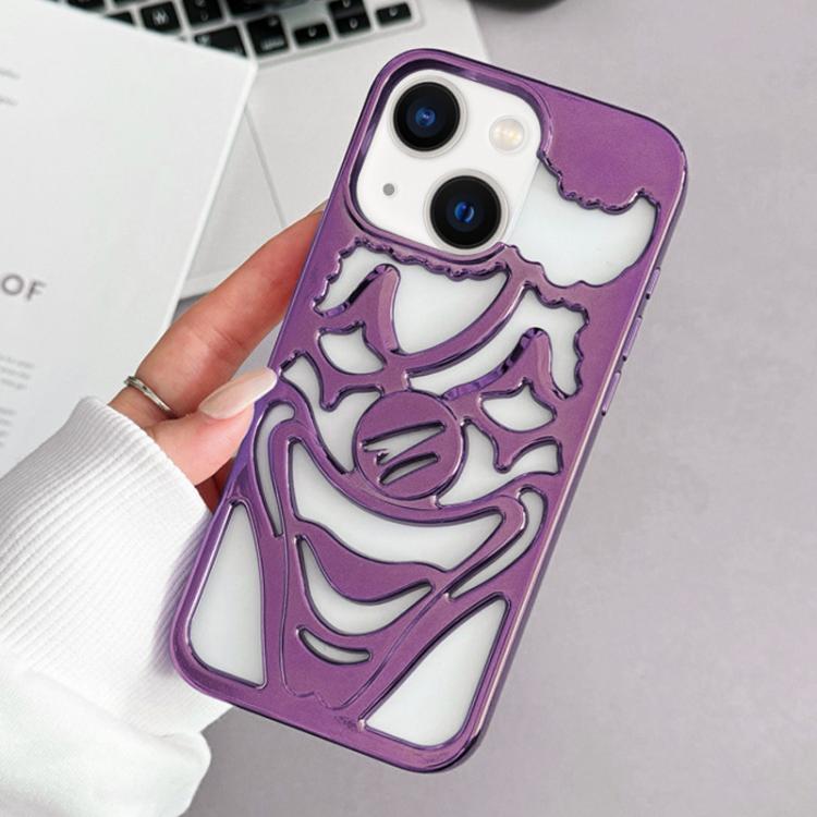 For iPhone 15 Electroplated Hollow Out Clown Heat Dissipation TPU Phone Case